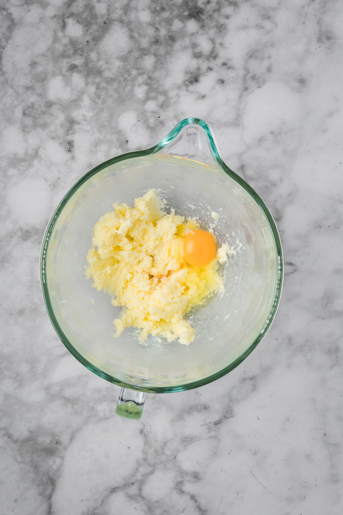 Egg and vanilla added to the bowl.