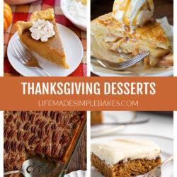 Thanksgiving Desserts with photos of four recipes.