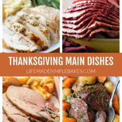 Thanksgiving Main Dishes with photos of four recipes.