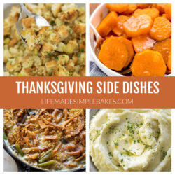 Thanksgiving Side Dishes with photos of four recipes.