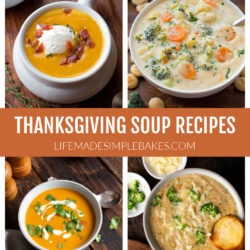 Thanksgiving Soup Recipes showing photos of four recipes.